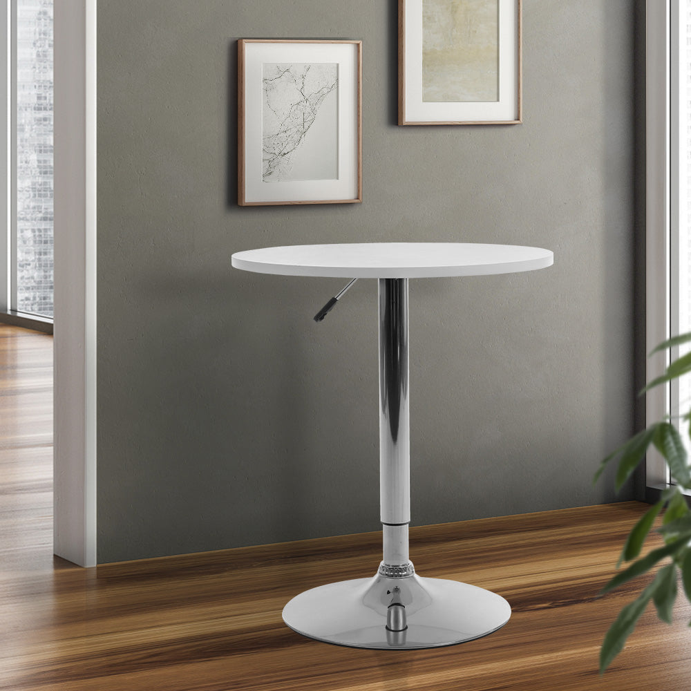 Artiss Bar Table Gas Lift Round White-7