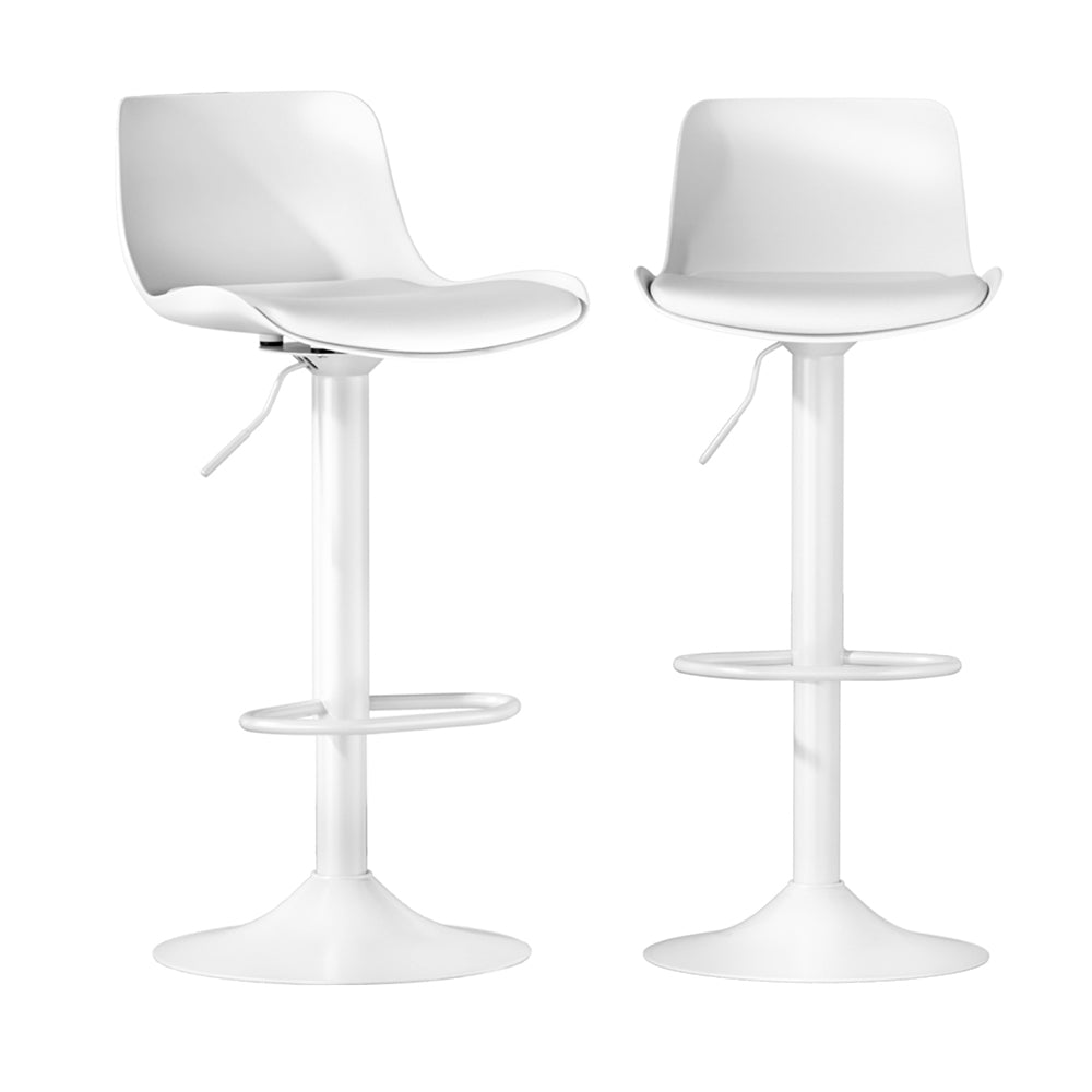 Artiss Bar Stools Kitchen Swivel Gas Lift Stool Leather Dining Chairs White x2-0