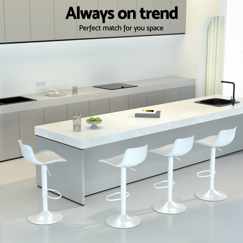Artiss Bar Stools Kitchen Swivel Gas Lift Stool Leather Dining Chairs White x2-6