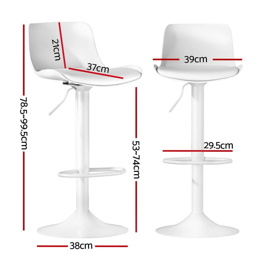 4x Artiss Bar Stools Kitchen Swivel Gas Lift Stool Leather Dining Chairs White-1