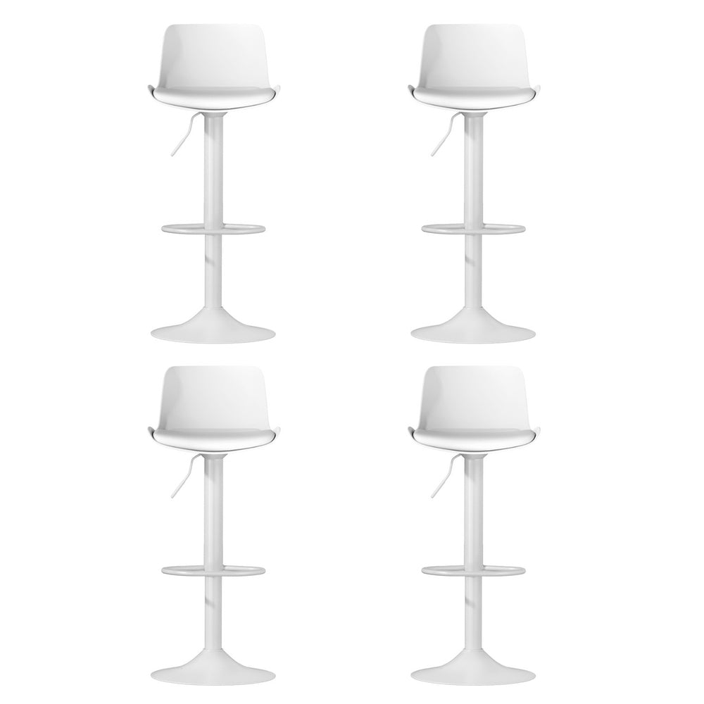 4x Artiss Bar Stools Kitchen Swivel Gas Lift Stool Leather Dining Chairs White-2