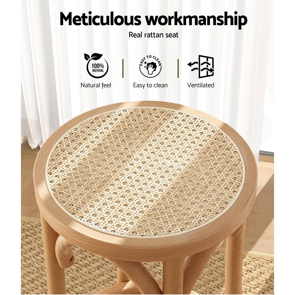 Artiss Bar Stool Rattan Seat Wooden-3