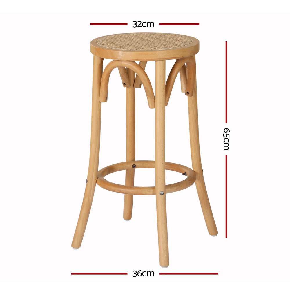 Artiss 4x Bar Stoosl Rattan Seat Wooden-1