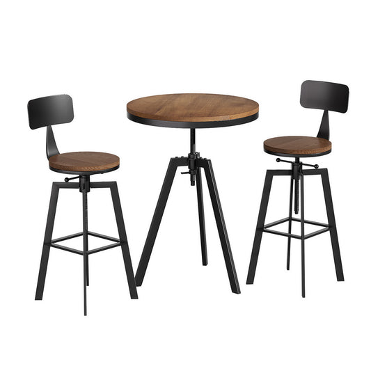 Artiss Bar Table and Stools Set Dining Desk Industrial Kitchen Chairs Cafe Pub-0