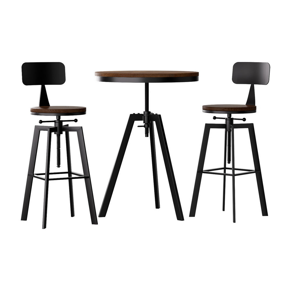 Artiss Bar Table and Stools Set Dining Desk Industrial Kitchen Chairs Cafe Pub-2