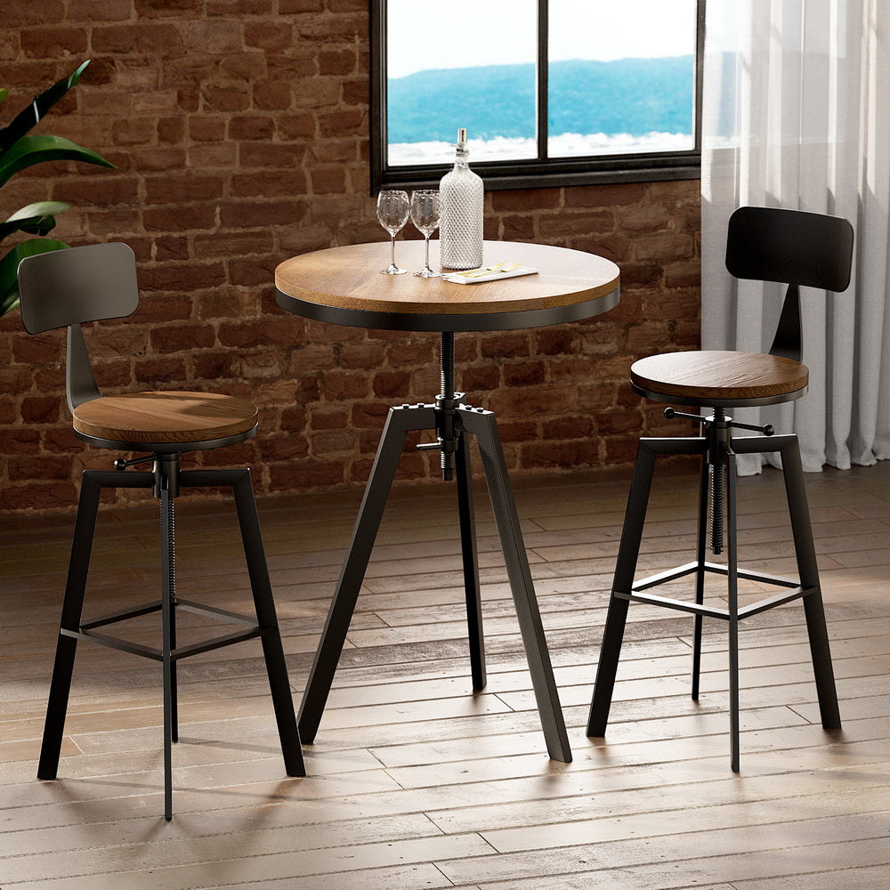 Artiss Bar Table and Stools Set Dining Desk Industrial Kitchen Chairs Cafe Pub-6