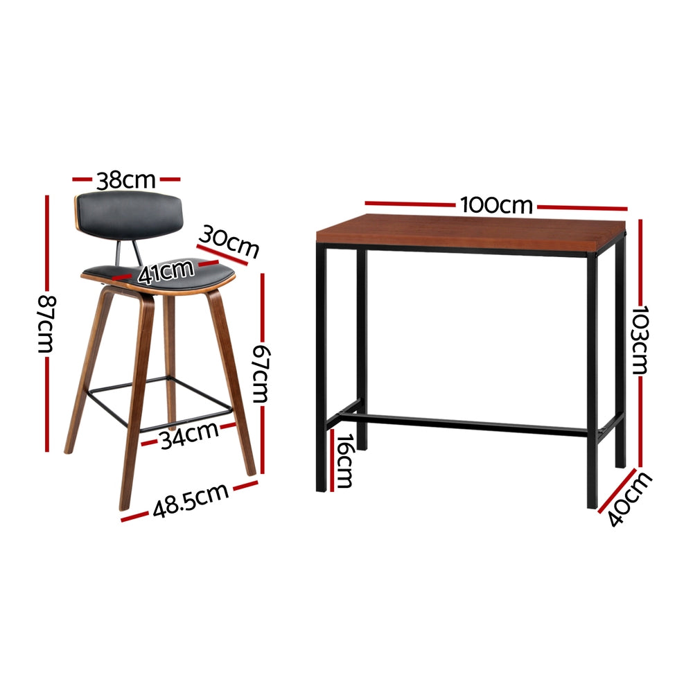 Artiss Bar Table and Stools Set Dining Desk Kitchen Chairs Cafe Pub-1