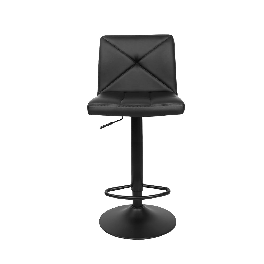 Artiss 2x Bar Stools Kitchen Dining Chairs Gas Lift Stool Leather Black-2