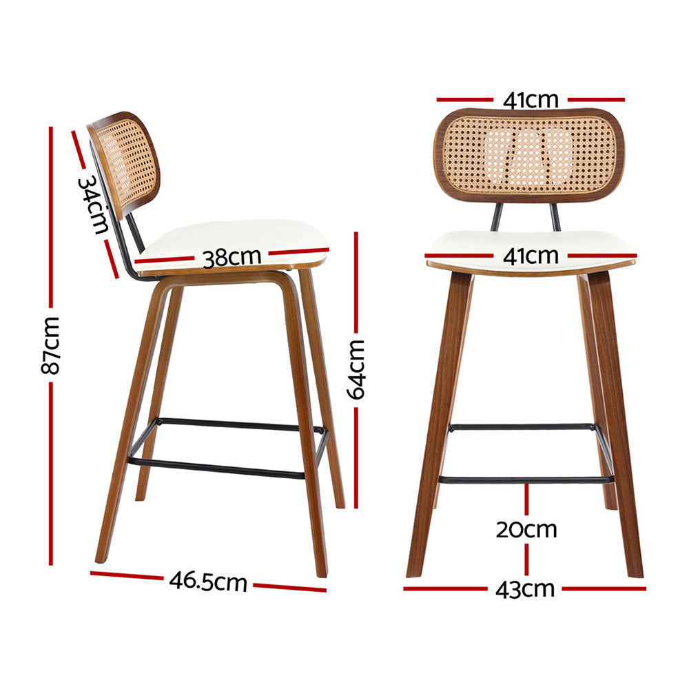 4x Artiss Bar Stools Kitchen Counter Rattan Chairs PU Leather Padding-1