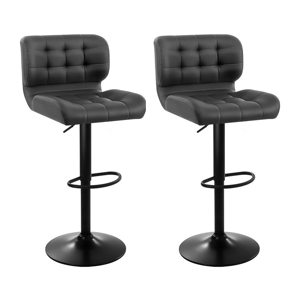 Artiss 2x Bar Stools Gas Lift Leather Padded Grey-0