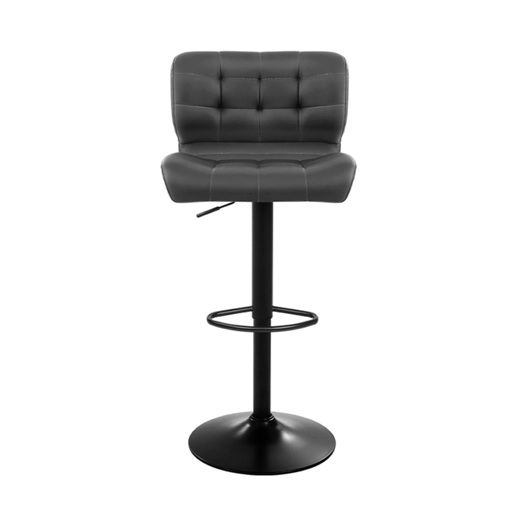 Artiss 2x Bar Stools Gas Lift Leather Padded Grey-2