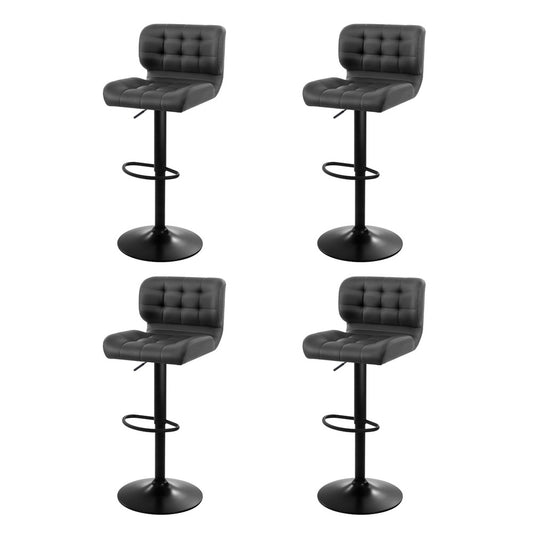 Artiss 4x Bar Stools Gas Lift Leather Padded Grey-0