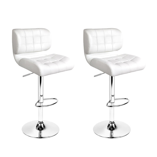 Artiss 2x Bar Stools Gas Lift Leather Padded White-0