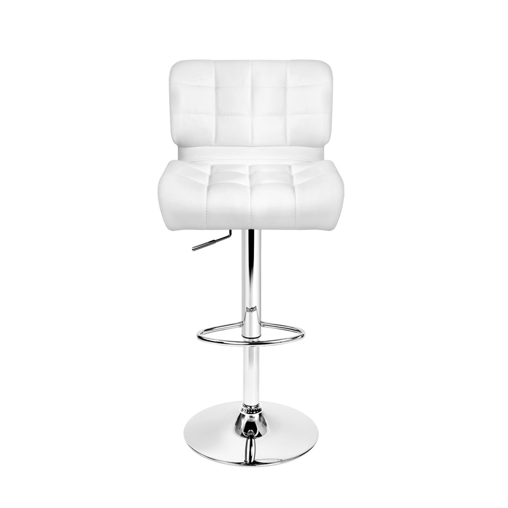 Artiss 2x Bar Stools Gas Lift Leather Padded White-2