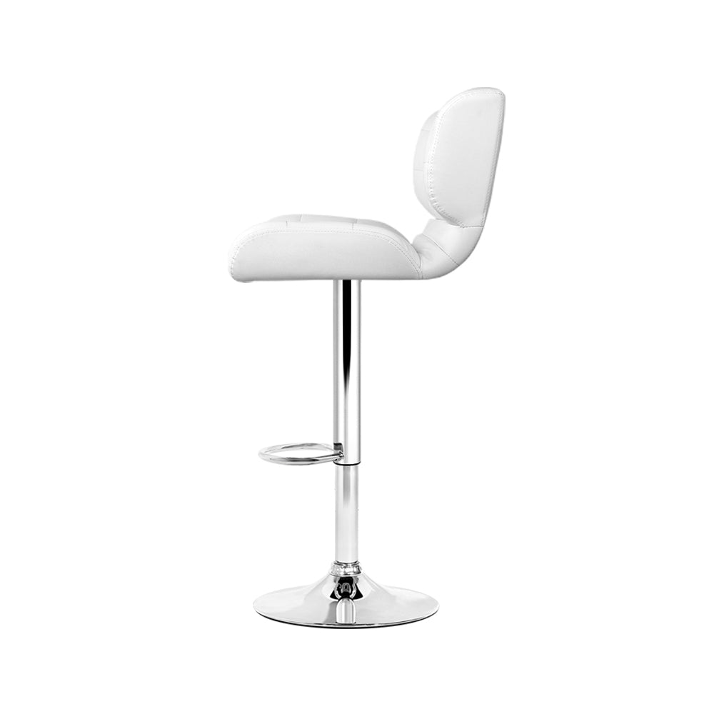 Artiss 4x Bar Stools Gas Lift Leather Padded White-3