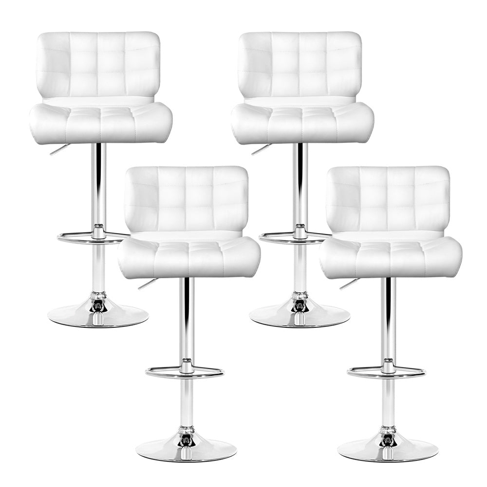 Artiss 4x Bar Stools Gas Lift Leather Padded White-2
