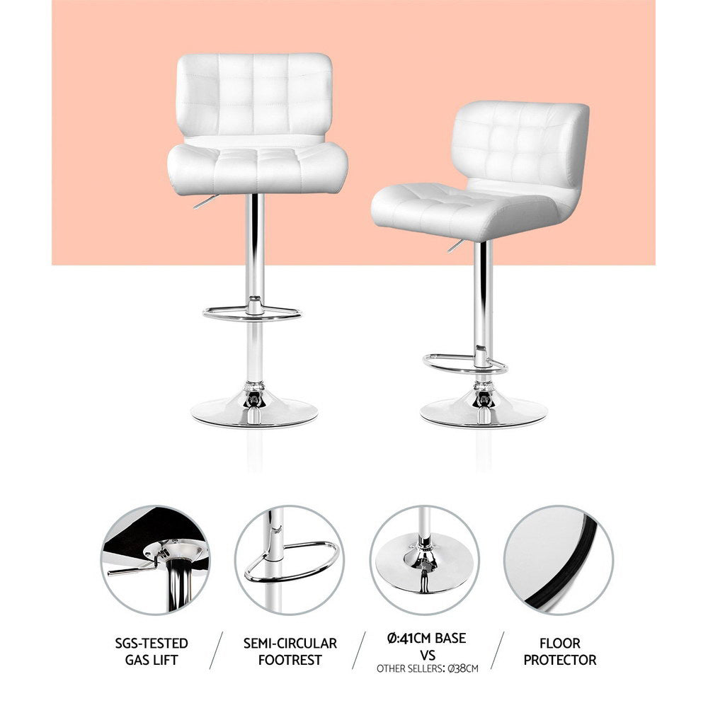 Artiss 4x Bar Stools Gas Lift Leather Padded White-3