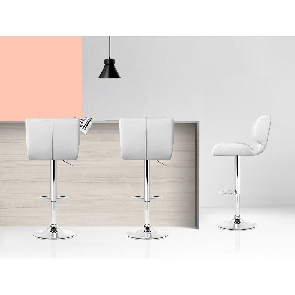 Artiss 4x Bar Stools Gas Lift Leather Padded White-4