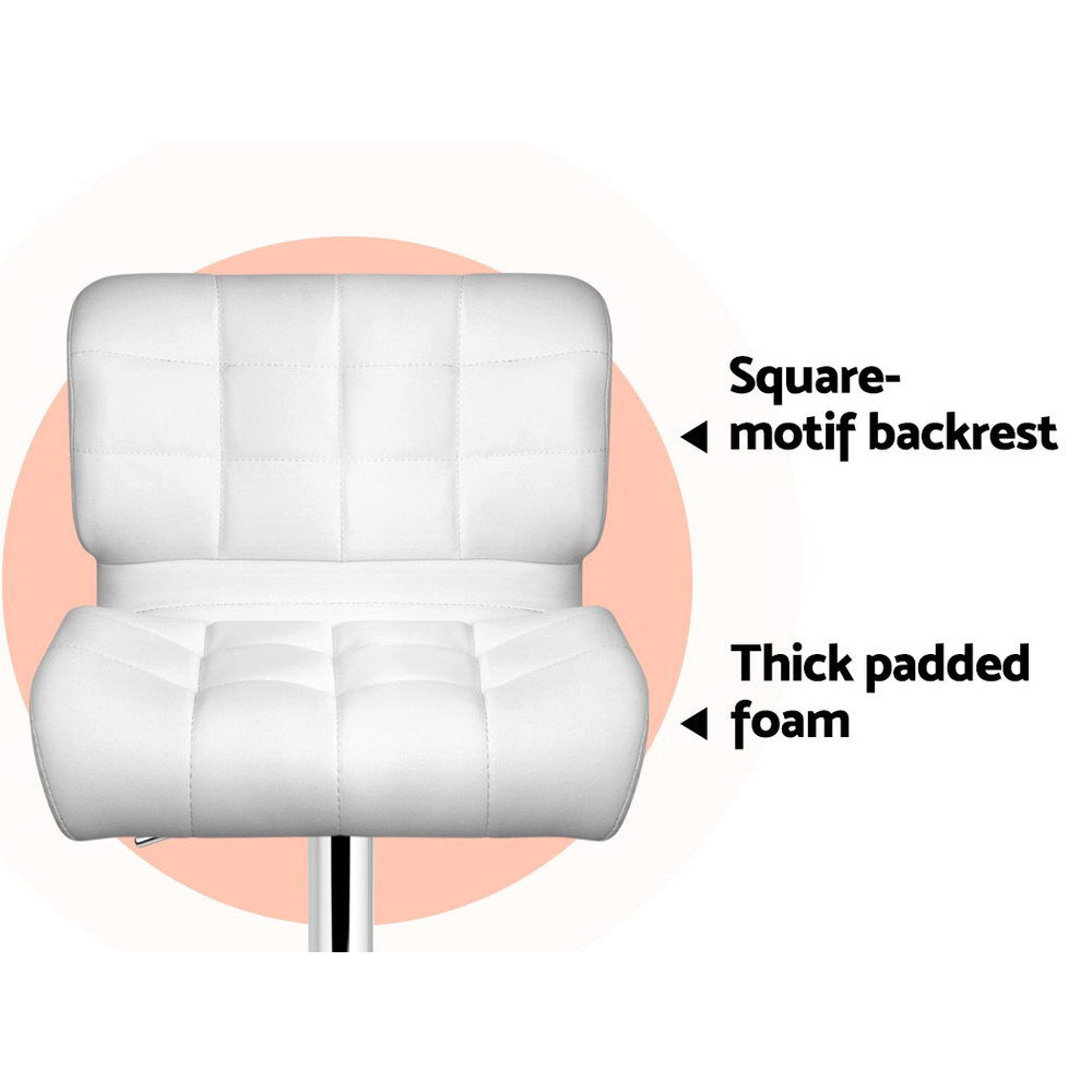 Artiss 4x Bar Stools Gas Lift Leather Padded White-5