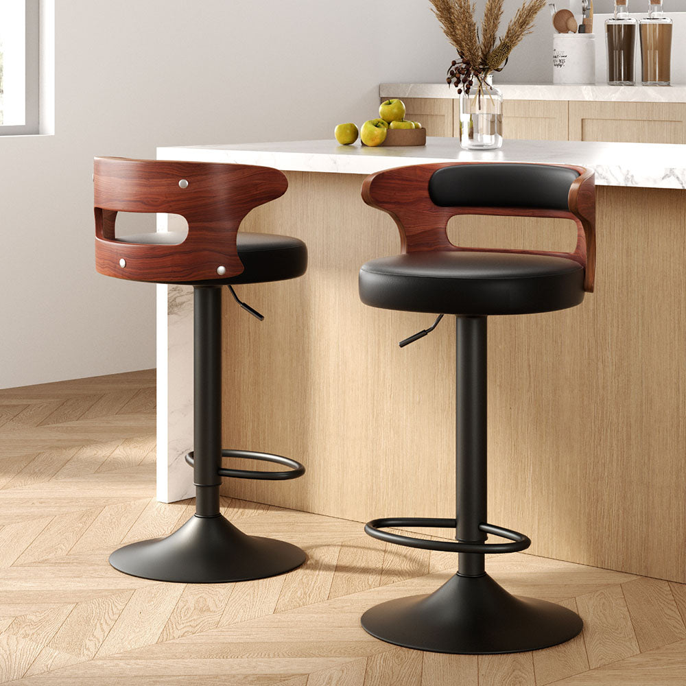 Artiss 2x Bar Stools Gas Lift Faux Leather-0