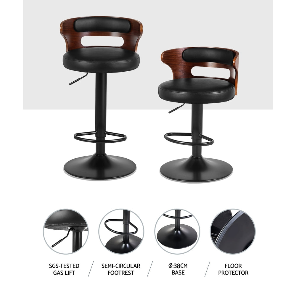 Artiss 2x Bar Stools Gas Lift Faux Leather-3