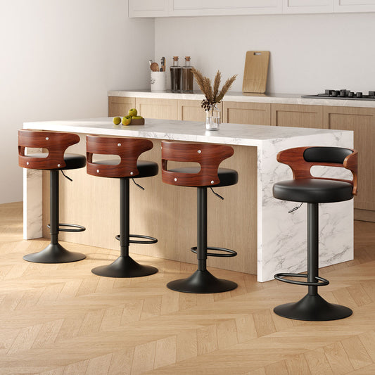 Artiss 4x Bar Stools Gas Lift Faux Leather-0