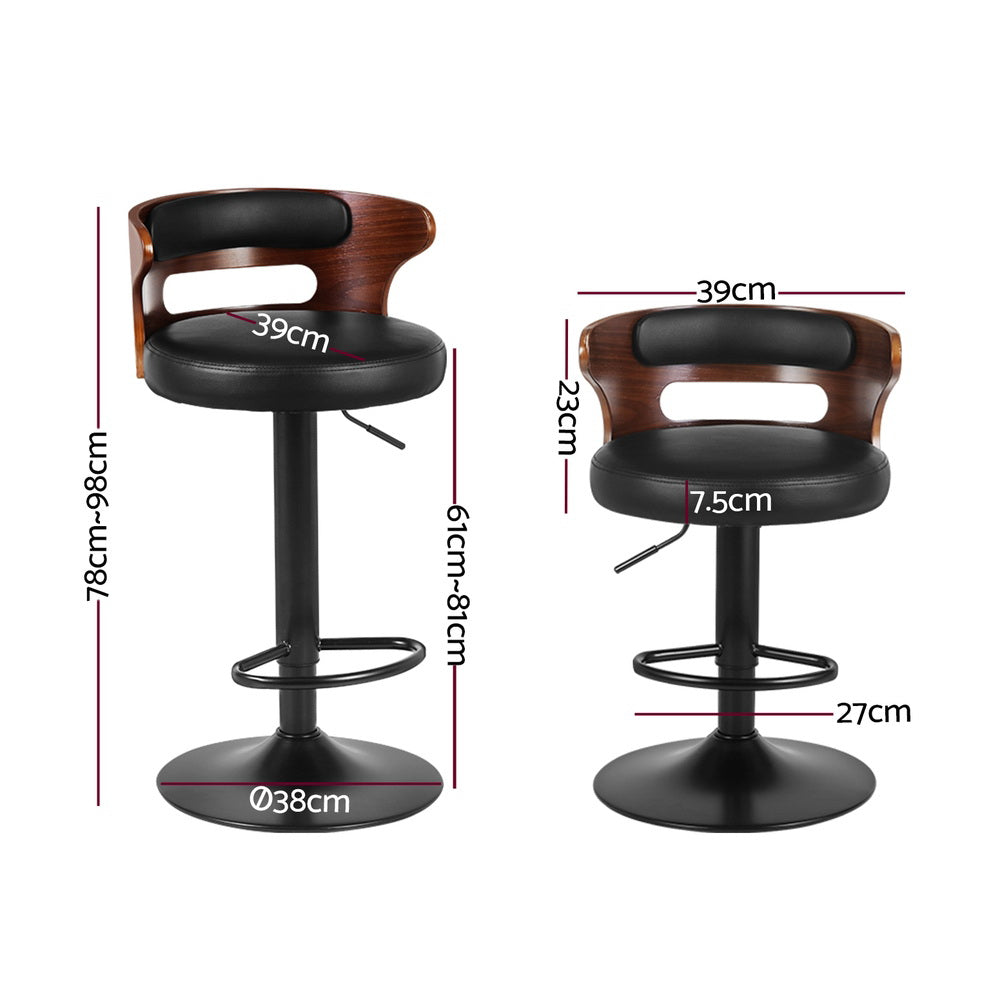 Artiss 4x Bar Stools Gas Lift Faux Leather-1