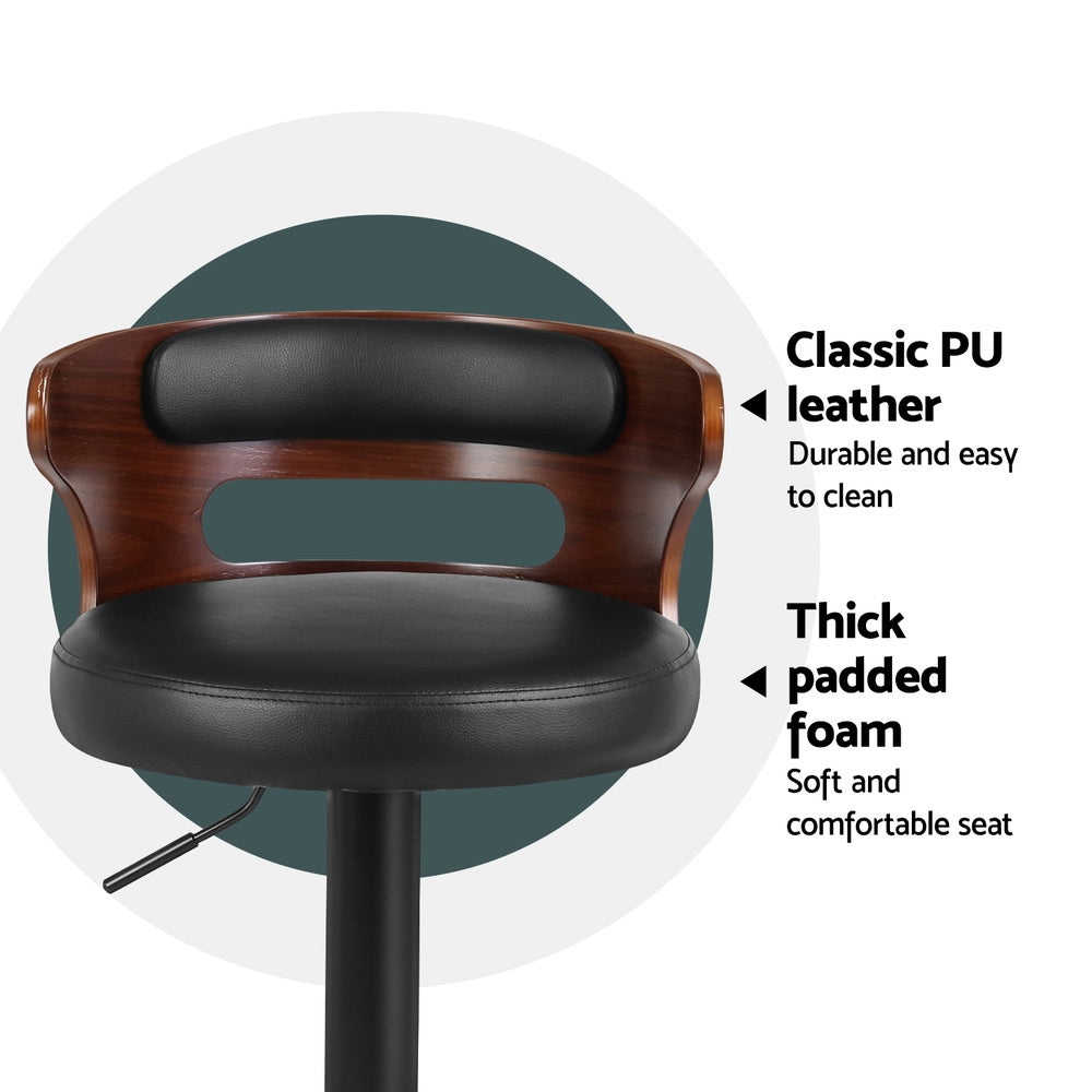 Artiss 4x Bar Stools Gas Lift Faux Leather-3