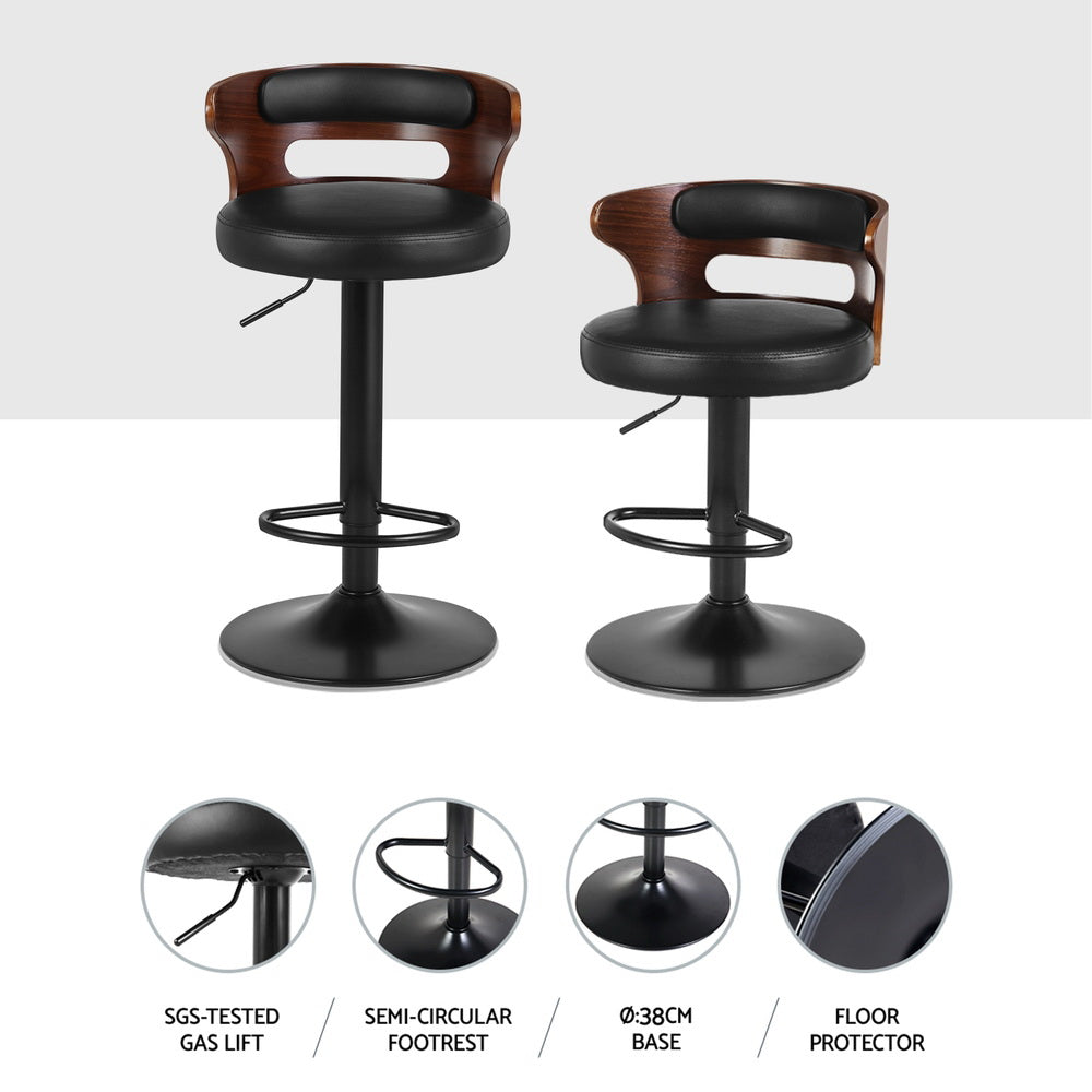 Artiss 4x Bar Stools Gas Lift Faux Leather-4