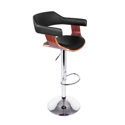 Artiss Bar Stools Gas Lift Leather w/Armrest Black-0