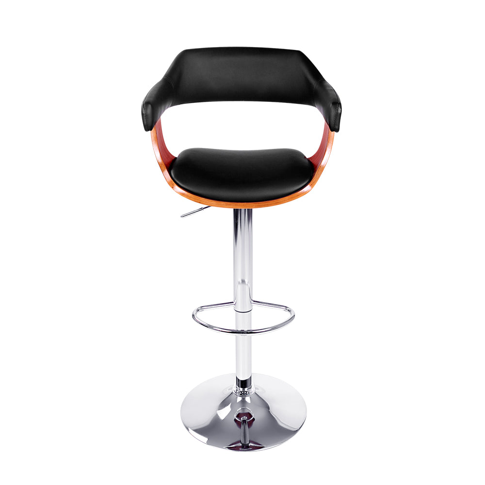 Artiss Bar Stools Gas Lift Leather w/Armrest Black-2