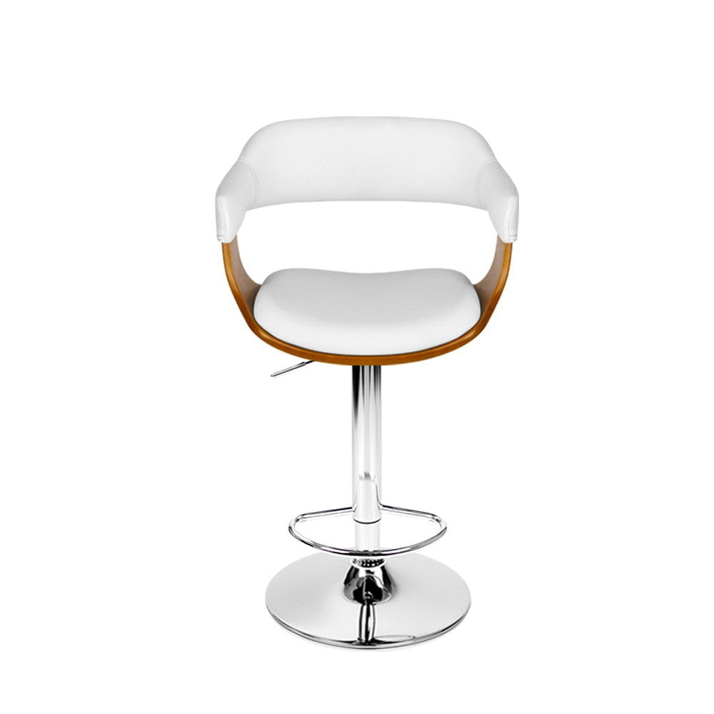 Artiss Bar Stools Gas Lift Leather w/Armrest White-2