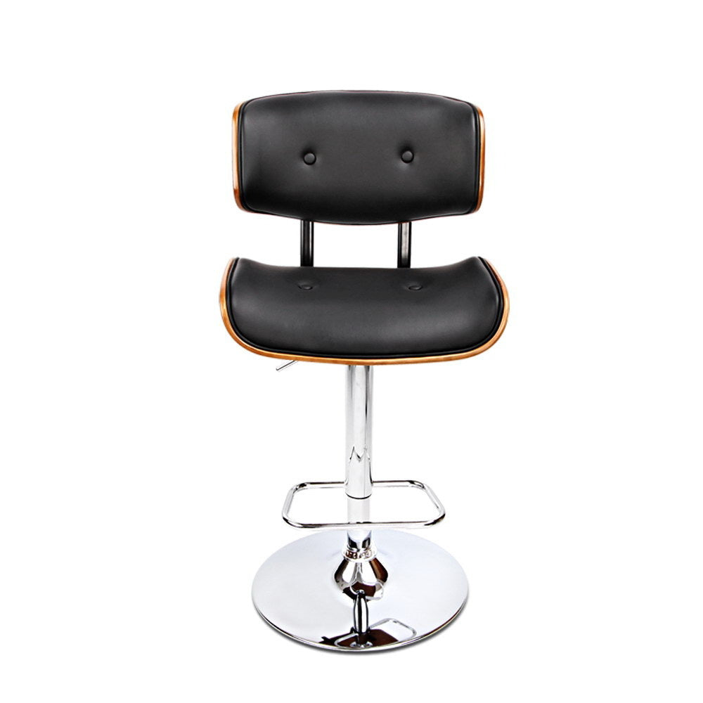Artiss Bar Stools Gas Lift Leather Black-2