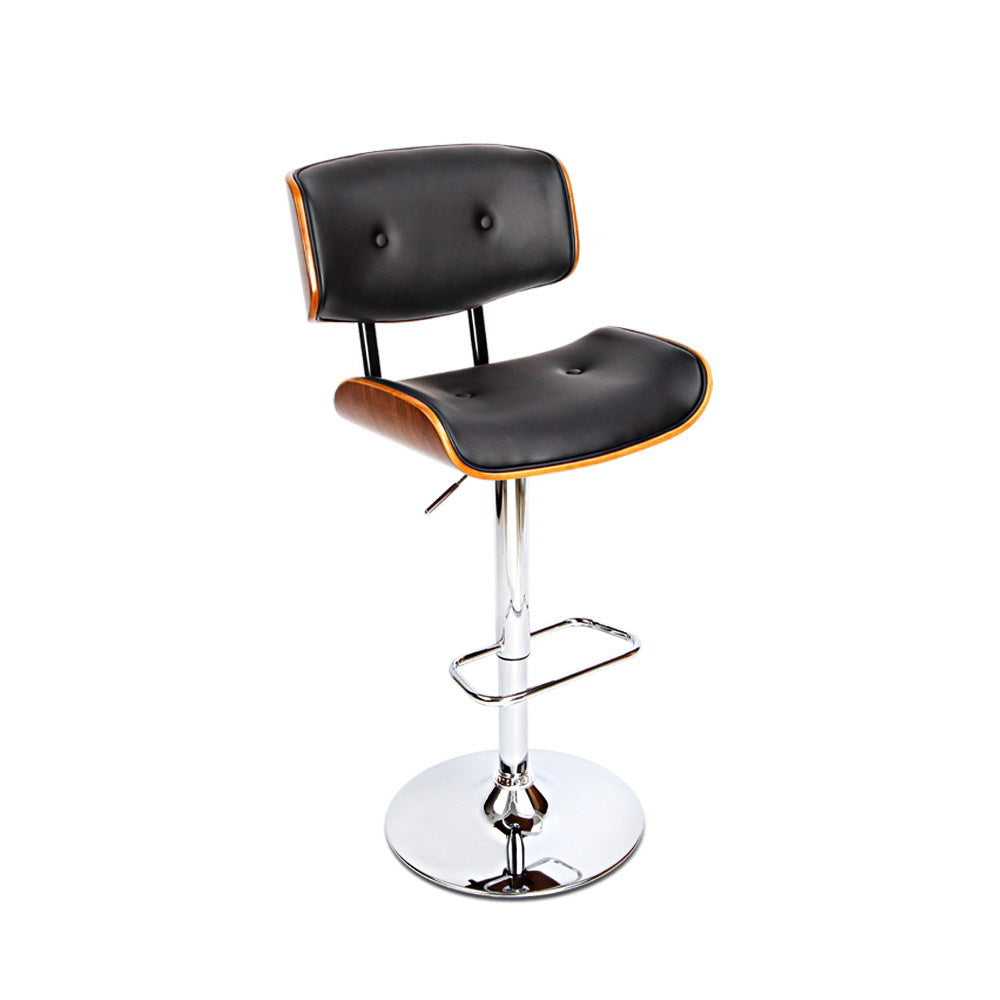 Artiss Bar Stools Gas Lift Leather Black-7