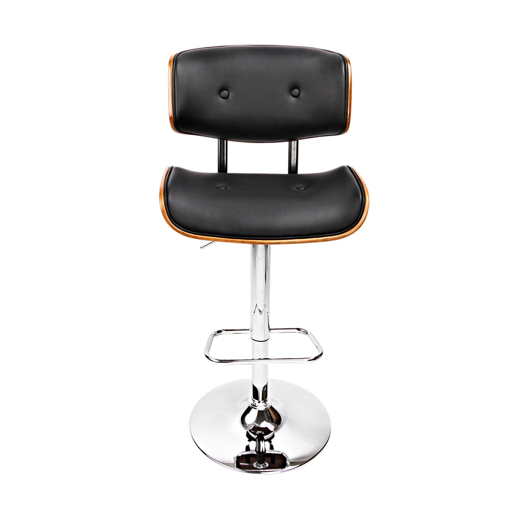 Artiss Bar Stools Gas Lift Leather Black-2