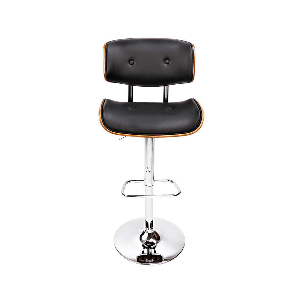 Artiss 2x Bar Stools Gas Lift Leather Black-2