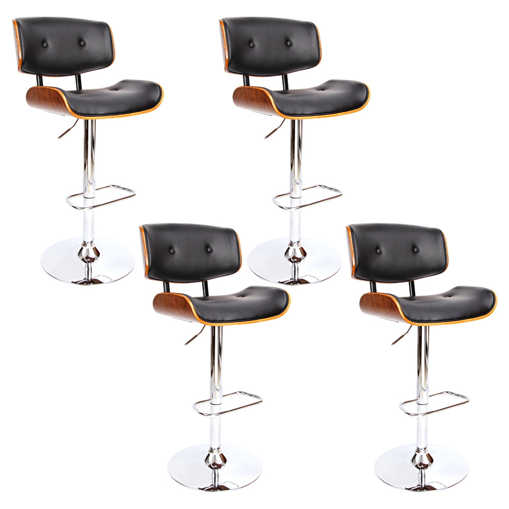 Artiss 4x Bar Stools Gas Lift Leather Black-0