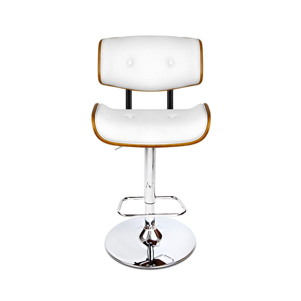 Artiss Bar Stools Gas Lift Leather White-2