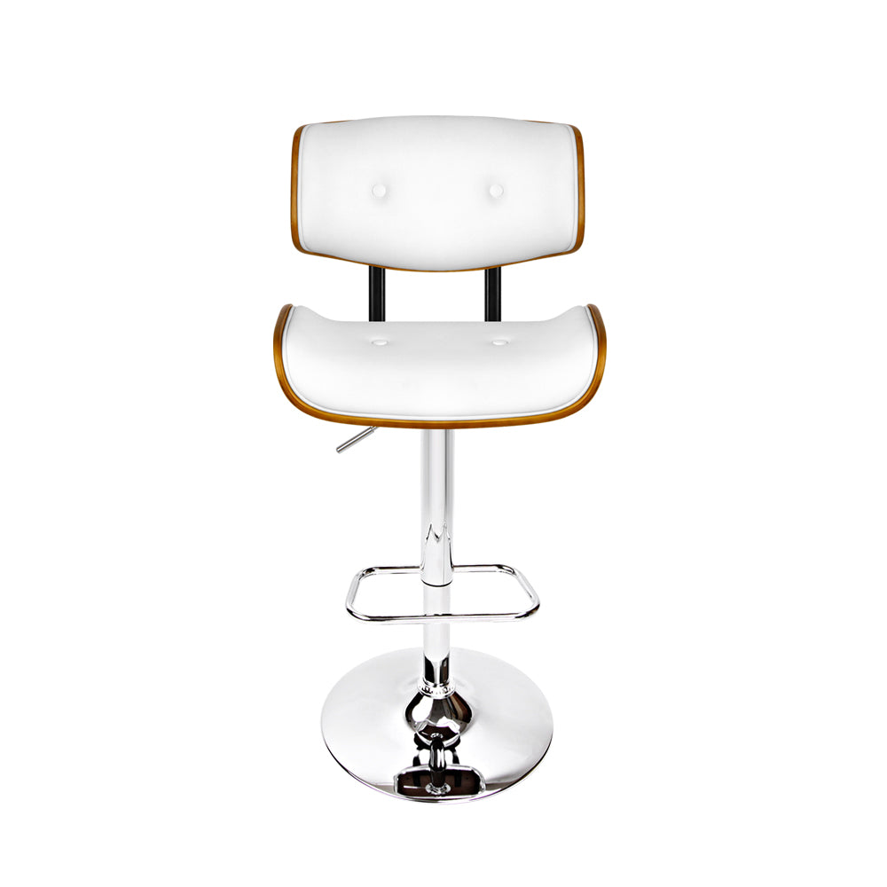 Artiss Bar Stools Gas Lift Leather White-2