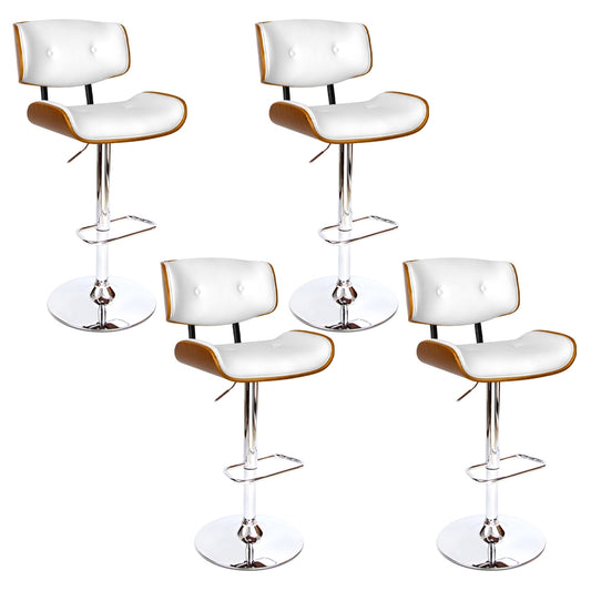 Artiss 4x Bar Stools Gas Lift Leather White-0