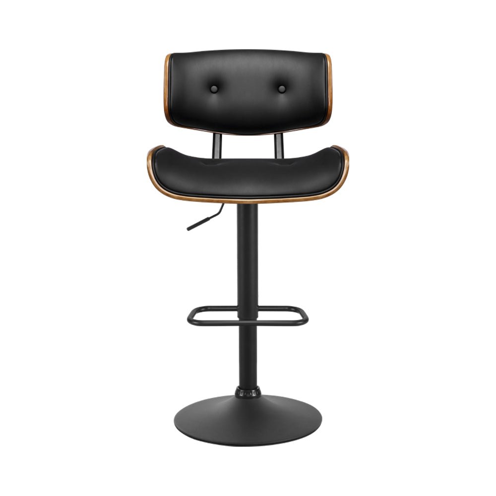 Artiss Bar Stools Gas Lift Leather All Black-2