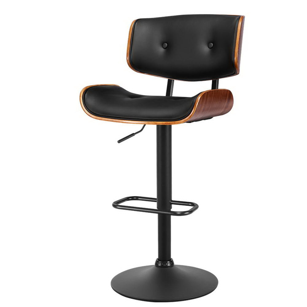 Artiss Bar Stools Gas Lift Leather All Black-6