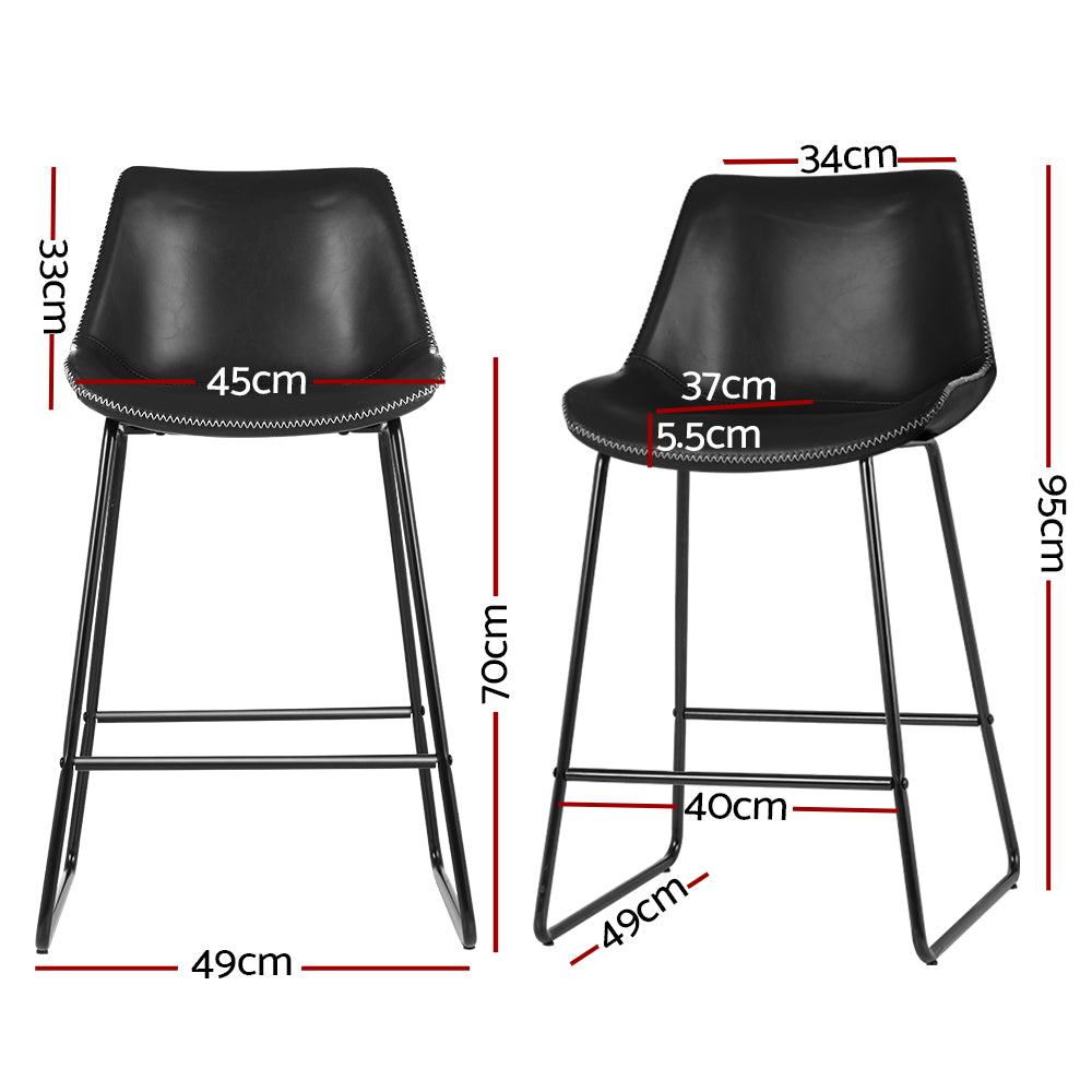 Artiss Bar Stools Kitchen Counter Barstools Leather Metal Chairs Black x2-1