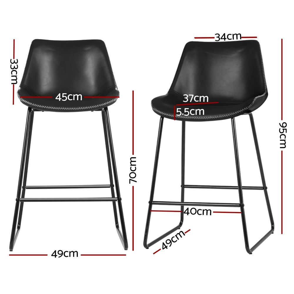 Artiss 4x Bar Stools Leather Padded Metal Legs Black-1