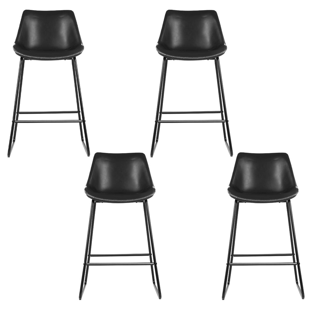 Artiss 4x Bar Stools Leather Padded Metal Legs Black-2