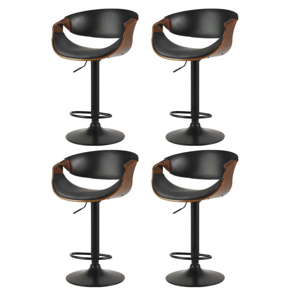 Artiss 4x Bar Stools Gas Lift Leather w/Armrest-0