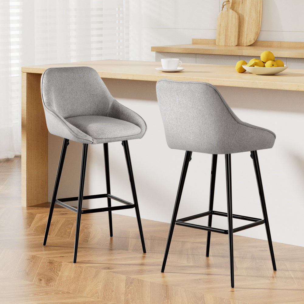 Artiss 2x Bar Stools Upholstered Stool Counter Seat Kitchen Dining Chairs-0