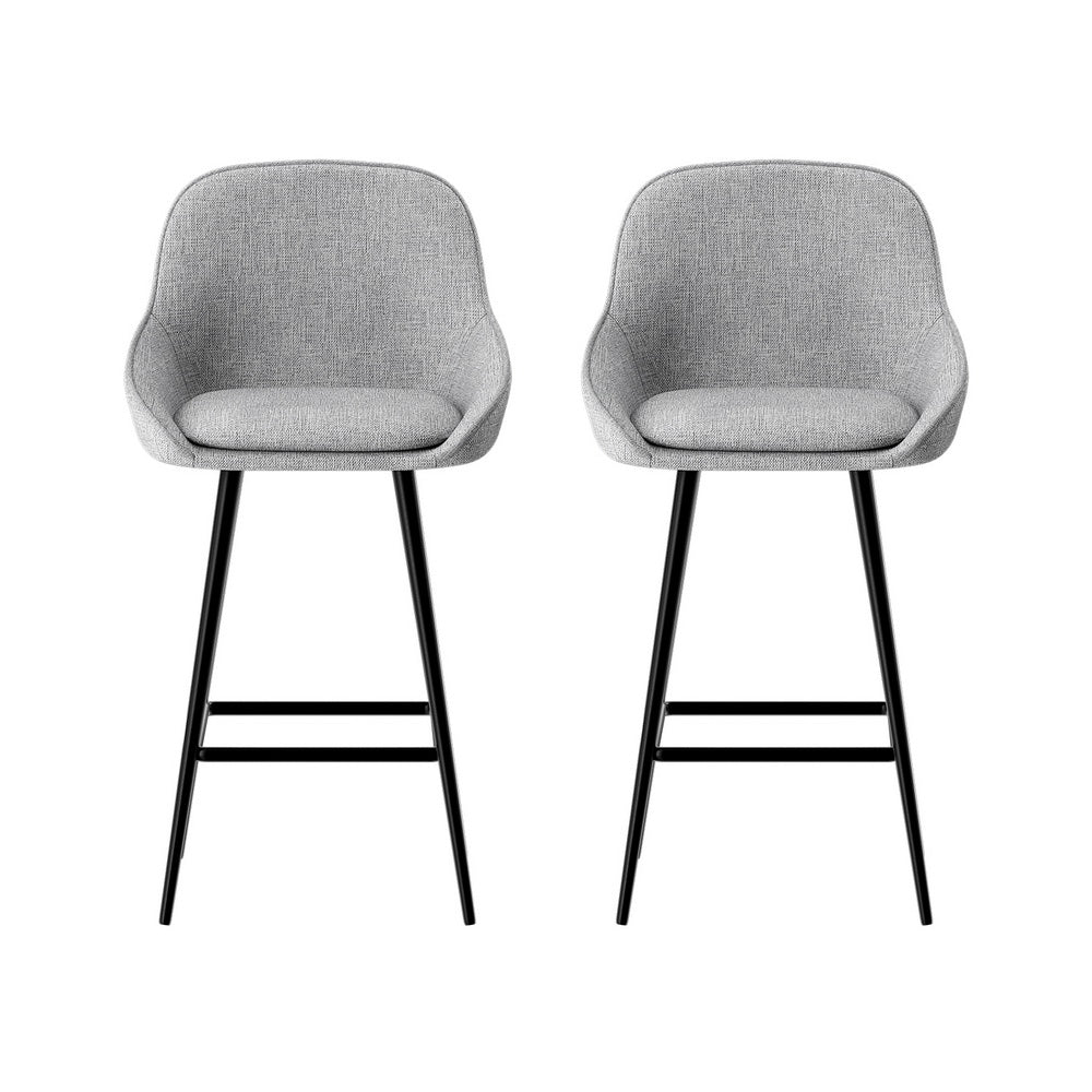 Artiss 2x Bar Stools Upholstered Stool Counter Seat Kitchen Dining Chairs-2