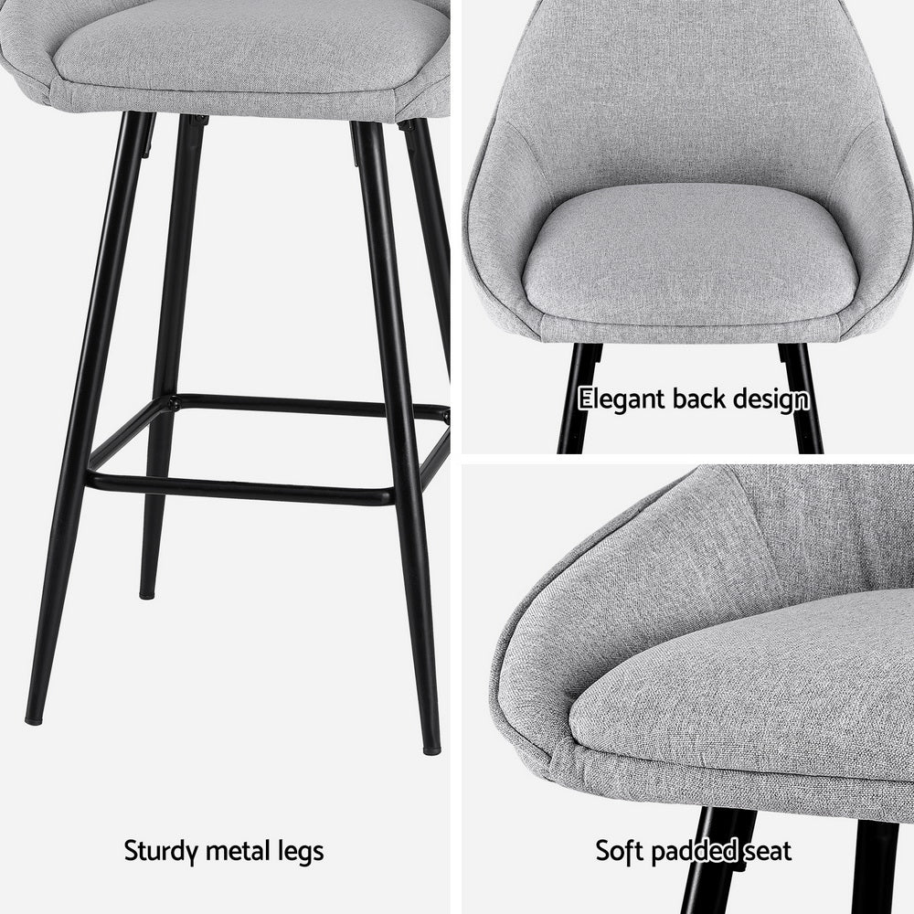 Artiss 2x Bar Stools Upholstered Stool Counter Seat Kitchen Dining Chairs-4