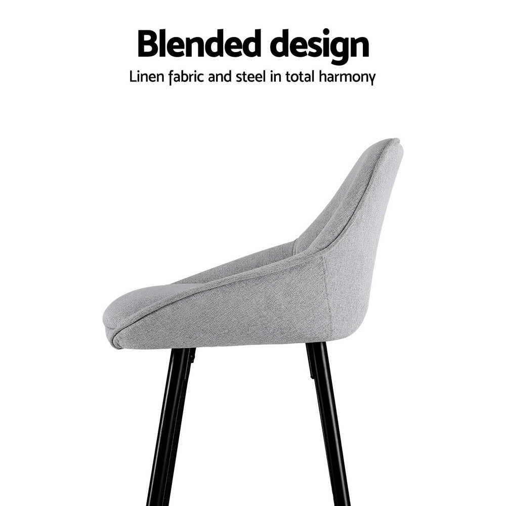 Artiss 2x Bar Stools Upholstered Stool Counter Seat Kitchen Dining Chairs-5